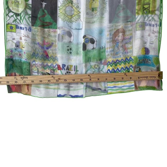 Rare Women's 100% Silk Rectangle Scarf Brazil OS Summer Artsy - Picture 2 of 9